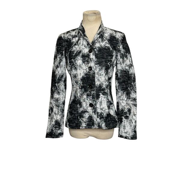 Zanella gray black floral long sleeves 4 button blazer size 4 - Picture 13 of 13